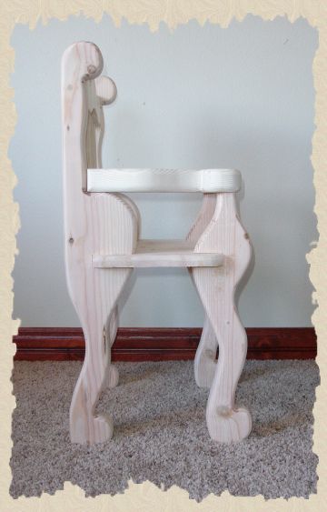 side of wooden chair