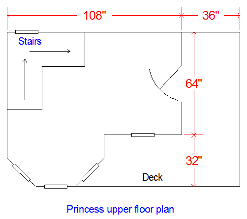 Image of upper floorplan for kids wood playhouse