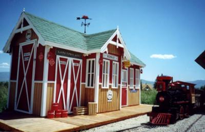 image of custom train station playhouse