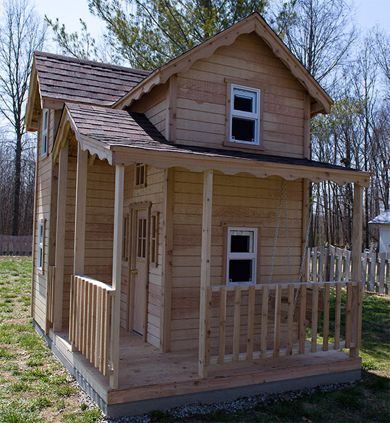 right side of wooden playhouse